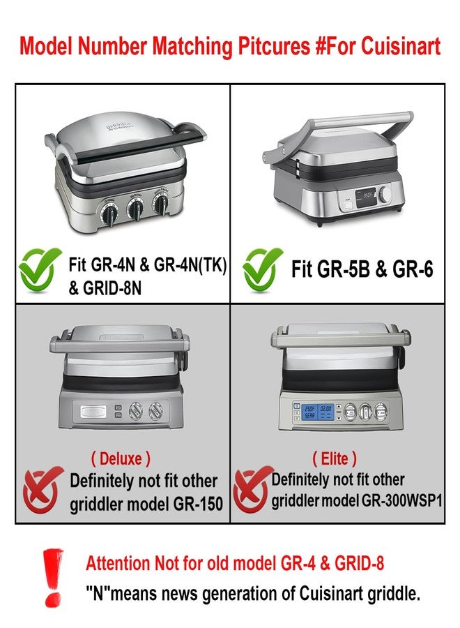 FOCOllK Waffle Plates for Cuisinart Griddler GR-4N, GR-5B, GR-6 and GRID-8N Series - 4 Slicer Nonstick Coating Baking Plates - Image 2